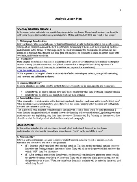 [2023] The Ultimate Guide to Analysis in Lesson Planning: .